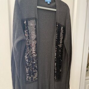 Simply Vera Vera Wang Gray Sequin Cardigan